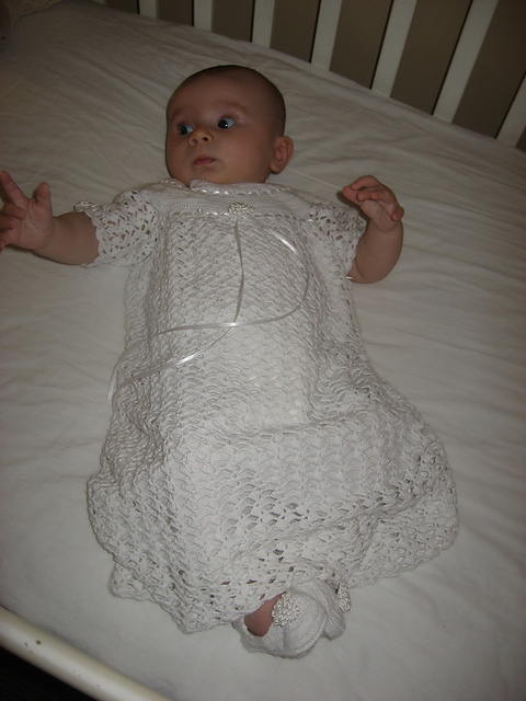 Offset Shell Christening Gown Set