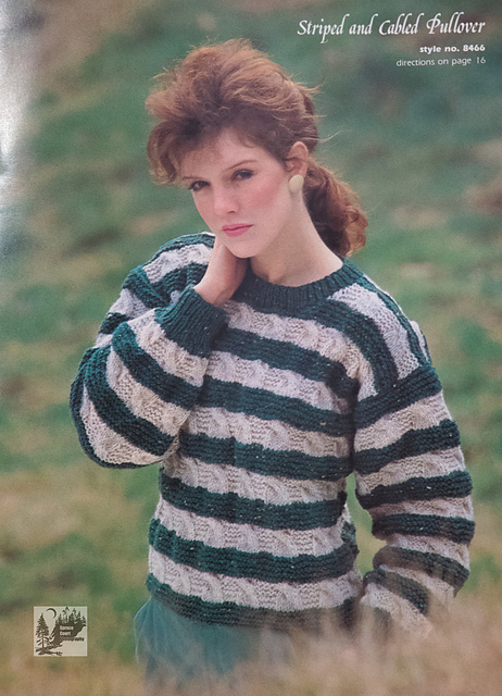 Striped and Cabled Pullover
