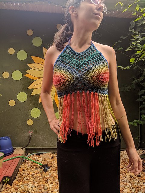 Fringed Lace Halter Top