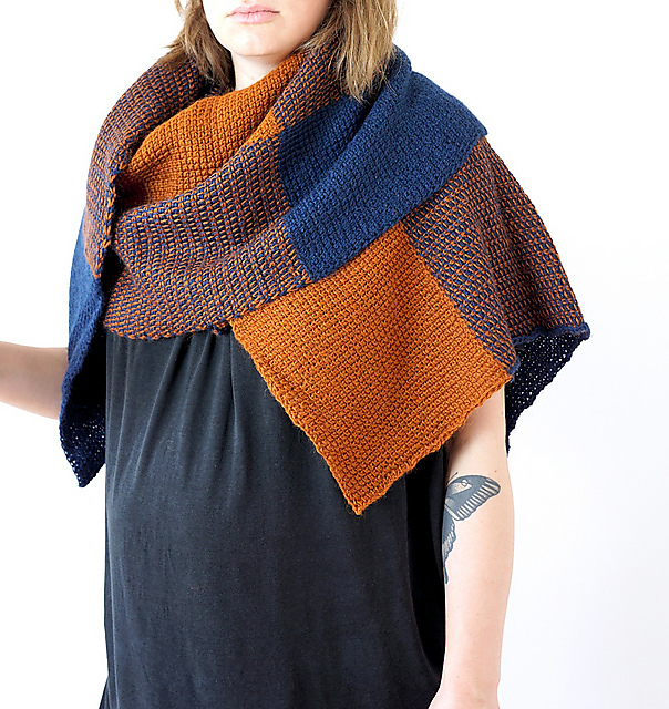 Tunisian Plaid Shawl