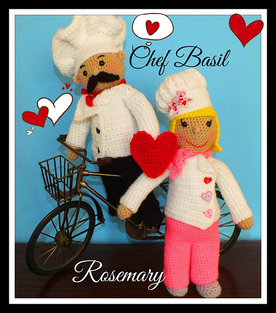 Chef Basil & Rosemary Crochet Dolls
