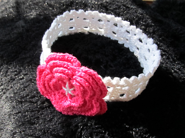 Crochet Headband With a Large Rose