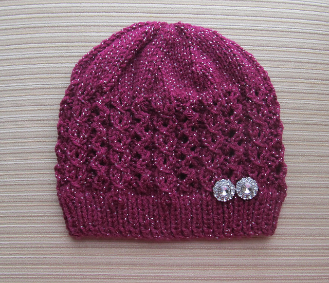 Purple Lacy Hat with Gems