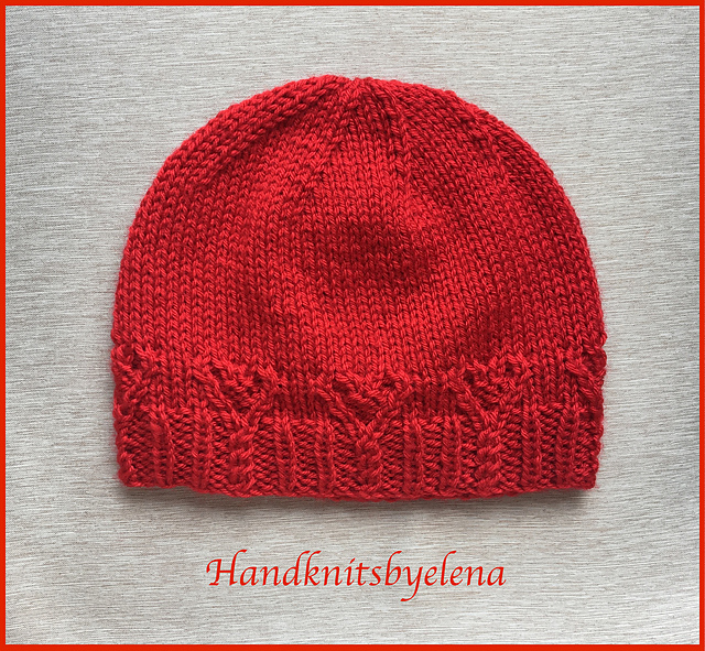 Hat with Small Cables and Hearts
