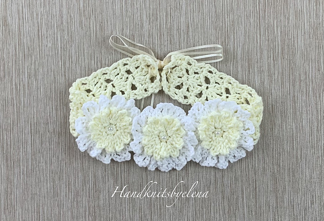 Crochet Headband with Three Flowers
