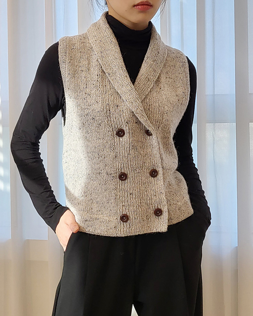 値下げ☆shawl collar vest Tweed Shawl Collar Vest – Dry Bones Online Shop