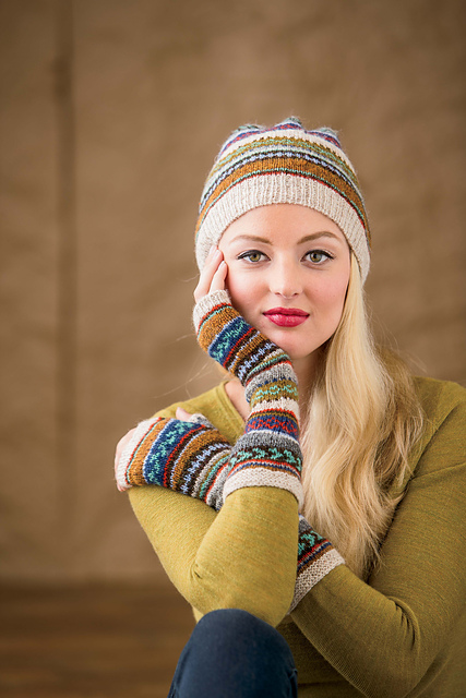 Tilting Fair Isle Mitts and Hat