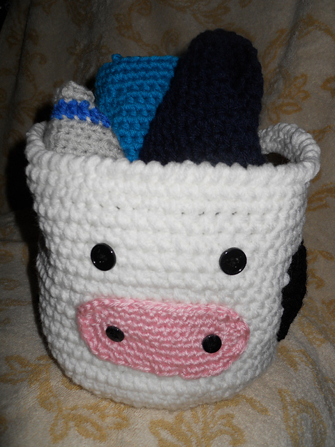 Baby Farm Animal Basket Cow