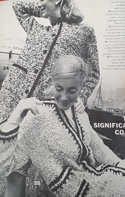 #34 Navy And White Tweed Coat