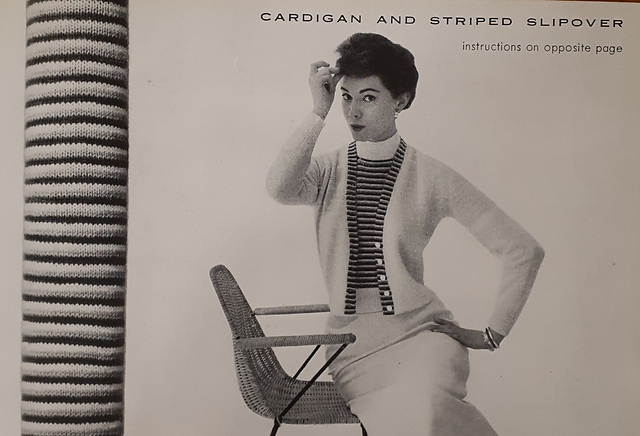 Cardigan And Striped Slipover #707-15