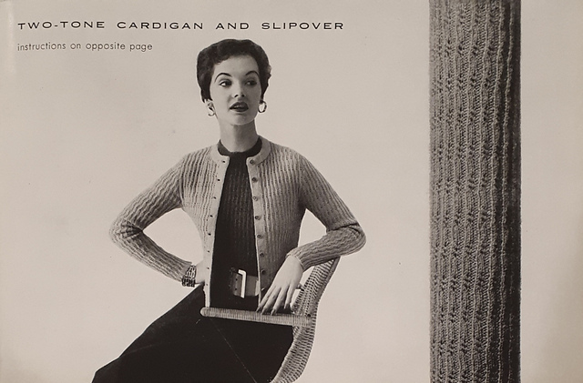 Two-Tone Cardigan And Slipover #707-16