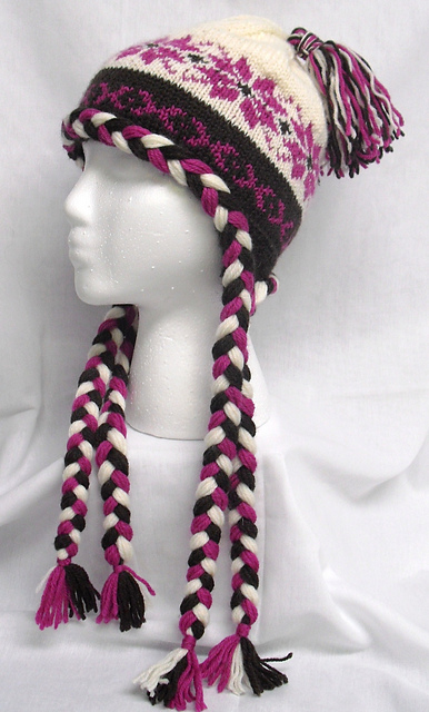 Blue/white hat with braids #37