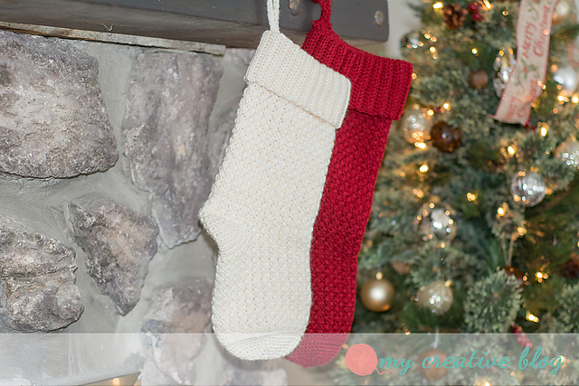 Moss Stitch Christmas Stocking