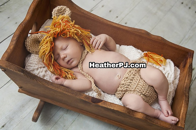 Lion Bonnet Beanie Hat and Diaper Cover