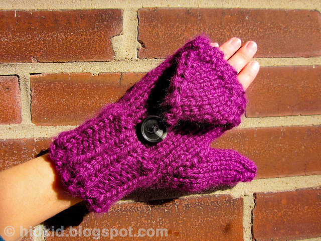 Warm Mittens with Flaps and a Button