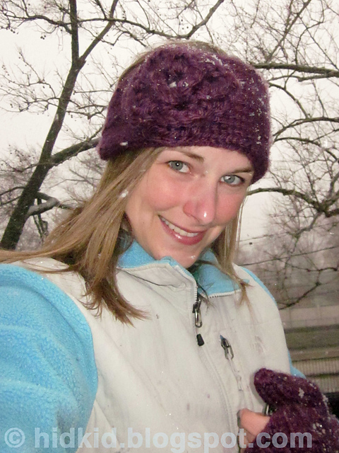 Warm Flower Headband with a Button