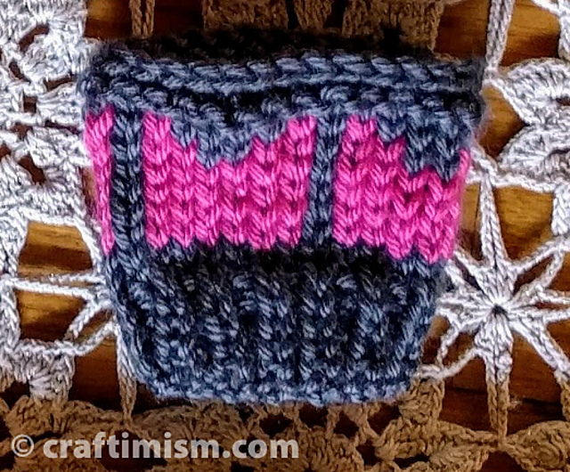 Pussy Hat Colorwork Coffee sleeve/arm warmer