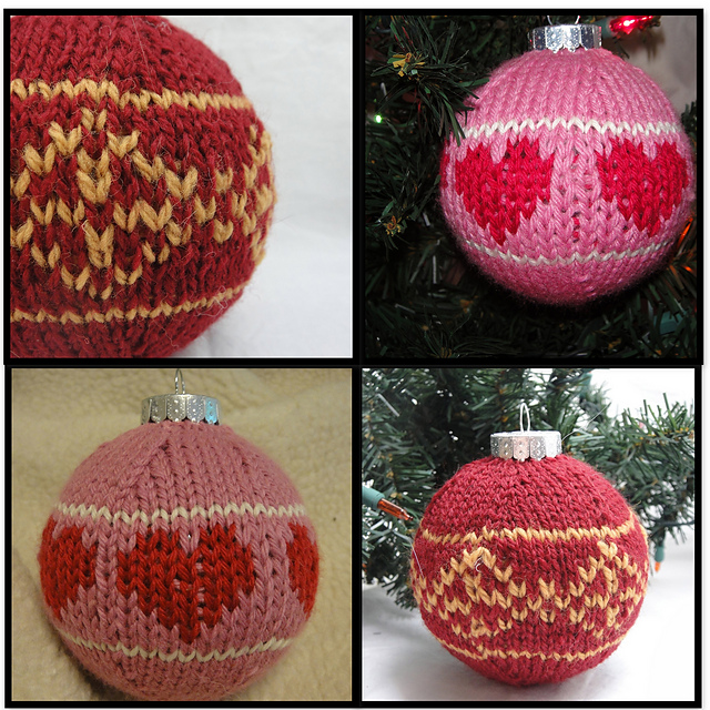 Fair Isle Christmas Balls - Hearts and Diamonds