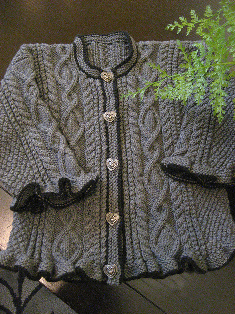 Design A - Cabled Cardigan with Ruffle Hem
