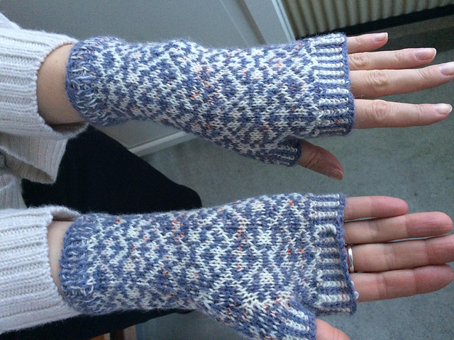 Ornamented fingerless mitts