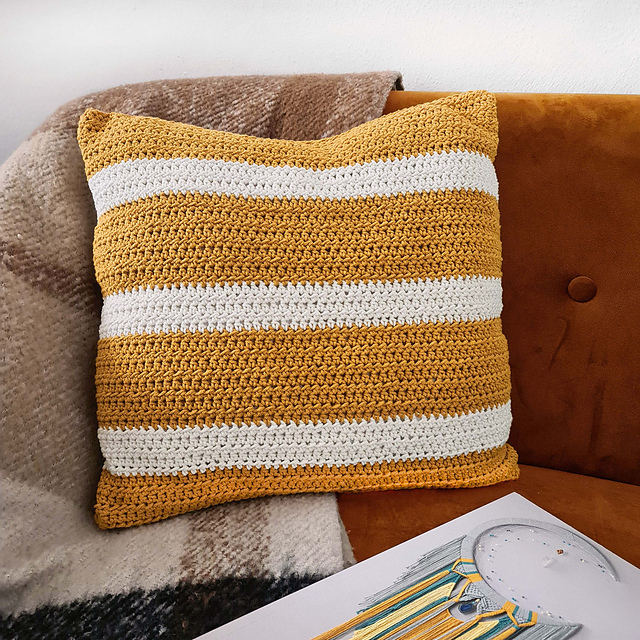 Striped crochet pillowcase