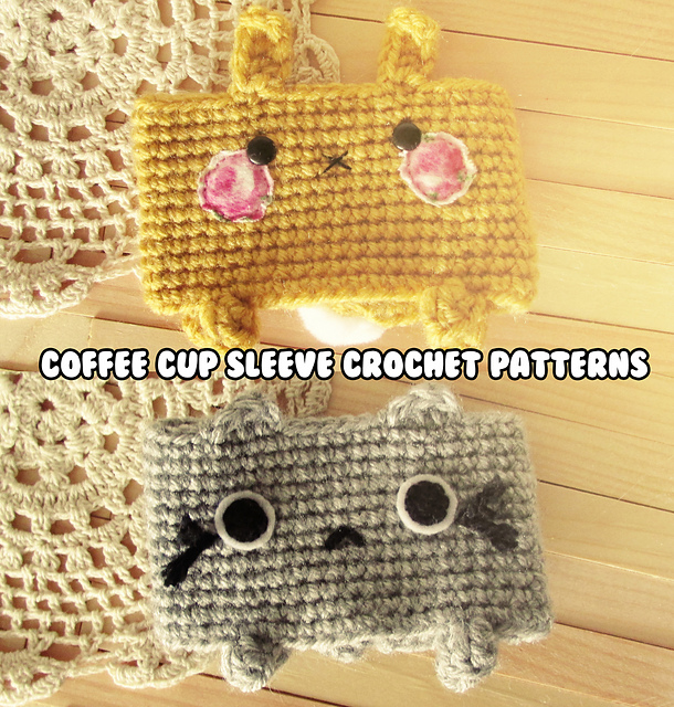 Kawaii funny bunny cat coffee cup sleeve