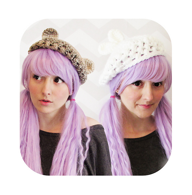 Kawaii bunny bear ear hat beret