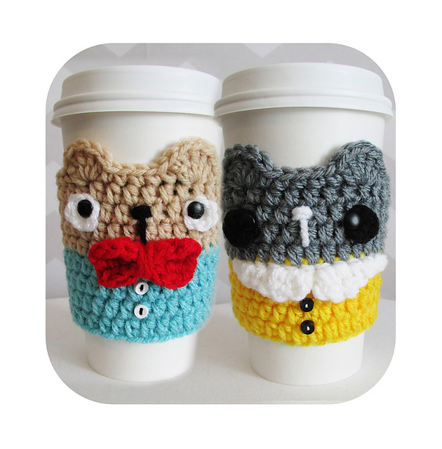cutie bear coffee cup sleeve