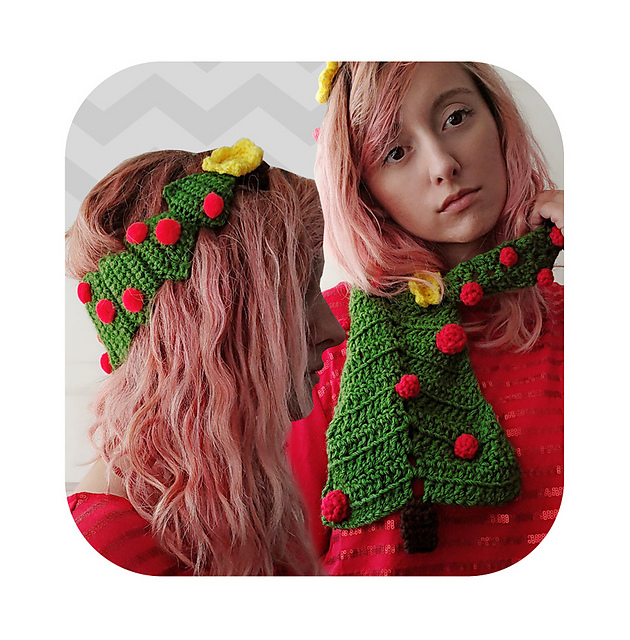 christmas tree headband and scarf