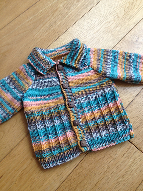 Purl-Ribbed Collared Cardigan