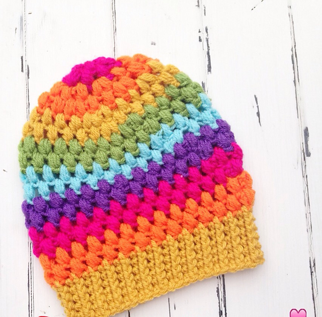 Rainbow Puff Beanie
