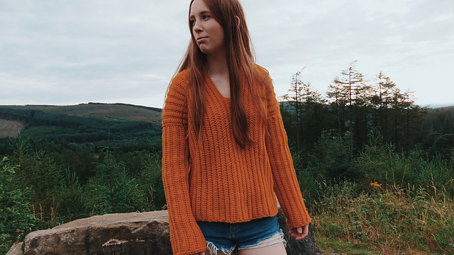 V Neck Ribbed Sweater