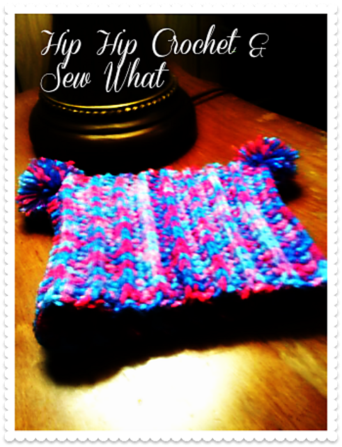 Cable Square Pom Pom Hat