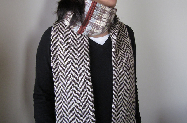 M. Check and Herringbone Scarf