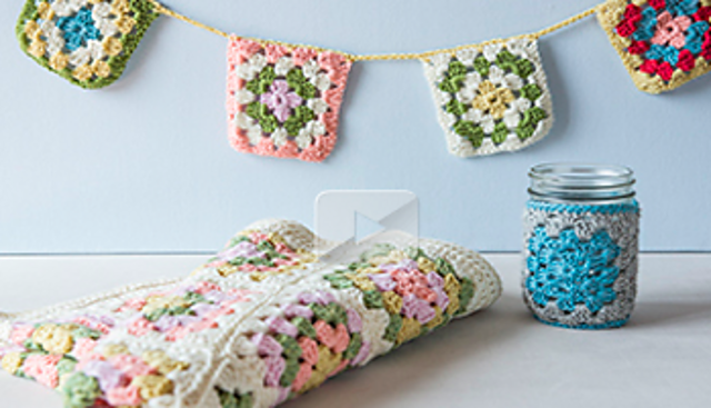 Granny Square Mason Jar Cozy + more