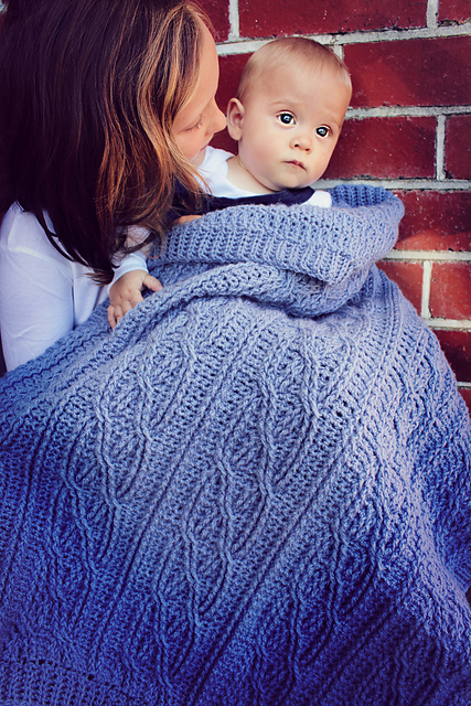 Deep Blue Cable Blanket