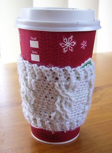 Cable Stitch Crocheted Coffee Sleeve