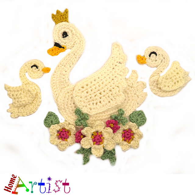 【くるみさん】【まとめ買い】SWAN 11袋 Ravelry: Swan and babies crochet applique pattern by Homeartist