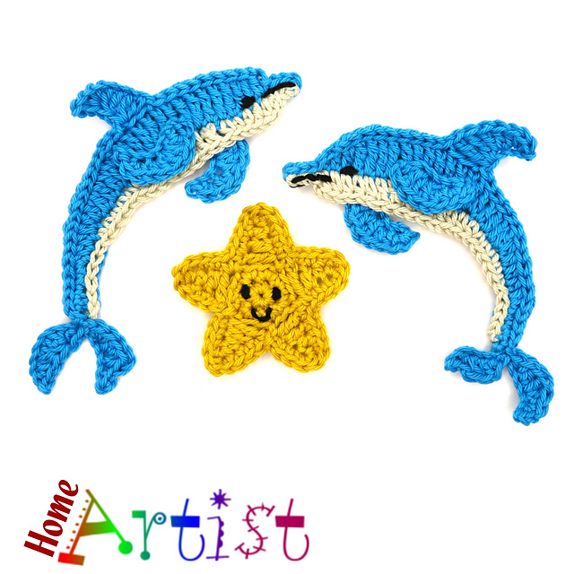 Ravelry: Dolphin + Sea star applique pattern by Homeartist crochet ravelry-dolphin-sea-star-applique-pattern-by-homeartist-crochet
