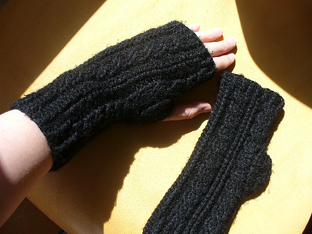 Cabled Crochet Fingerless Gloves