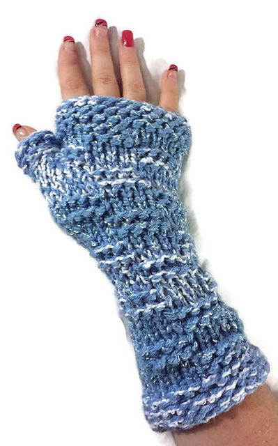 Inverted Garter Block Fingerless Gloves