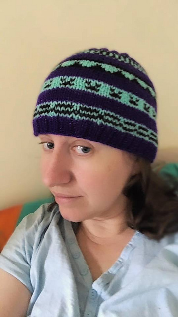 Minecraft inspired colorwork hat