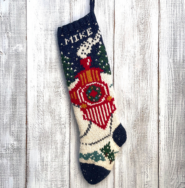 Snow Train Christmas Stocking