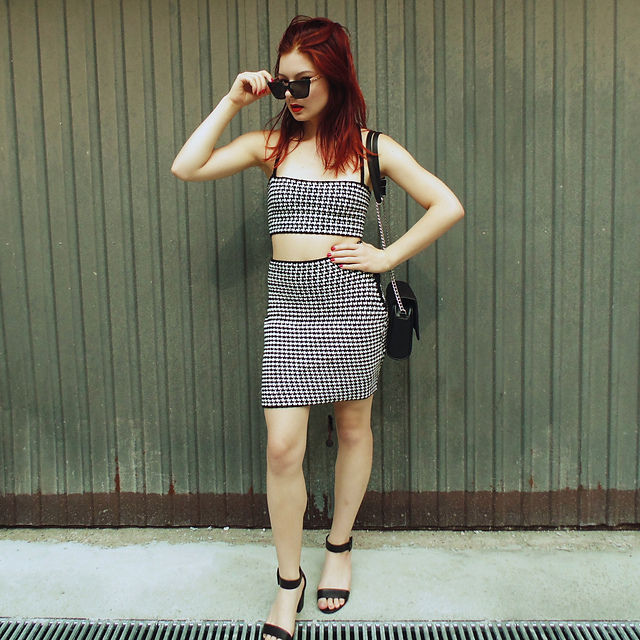 Dogtooth skirt and top