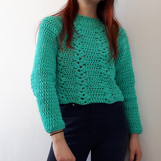 Green wave sweater