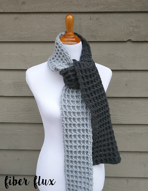 Two Tone Waffle Stitch Scarf