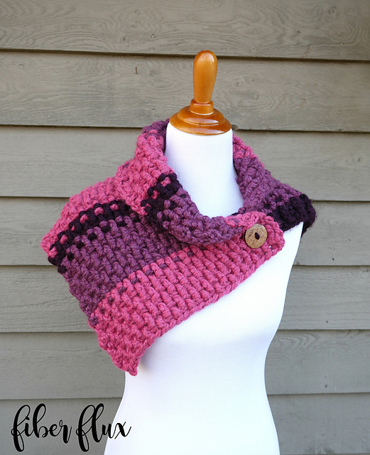 Lingonberry Button Cowl