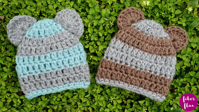 Stripy Baby Bear Hat
