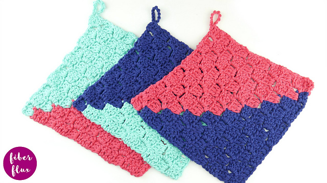 Colorblock C2C Dishcloth