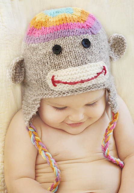 Rainbow Sock Monkey Hat